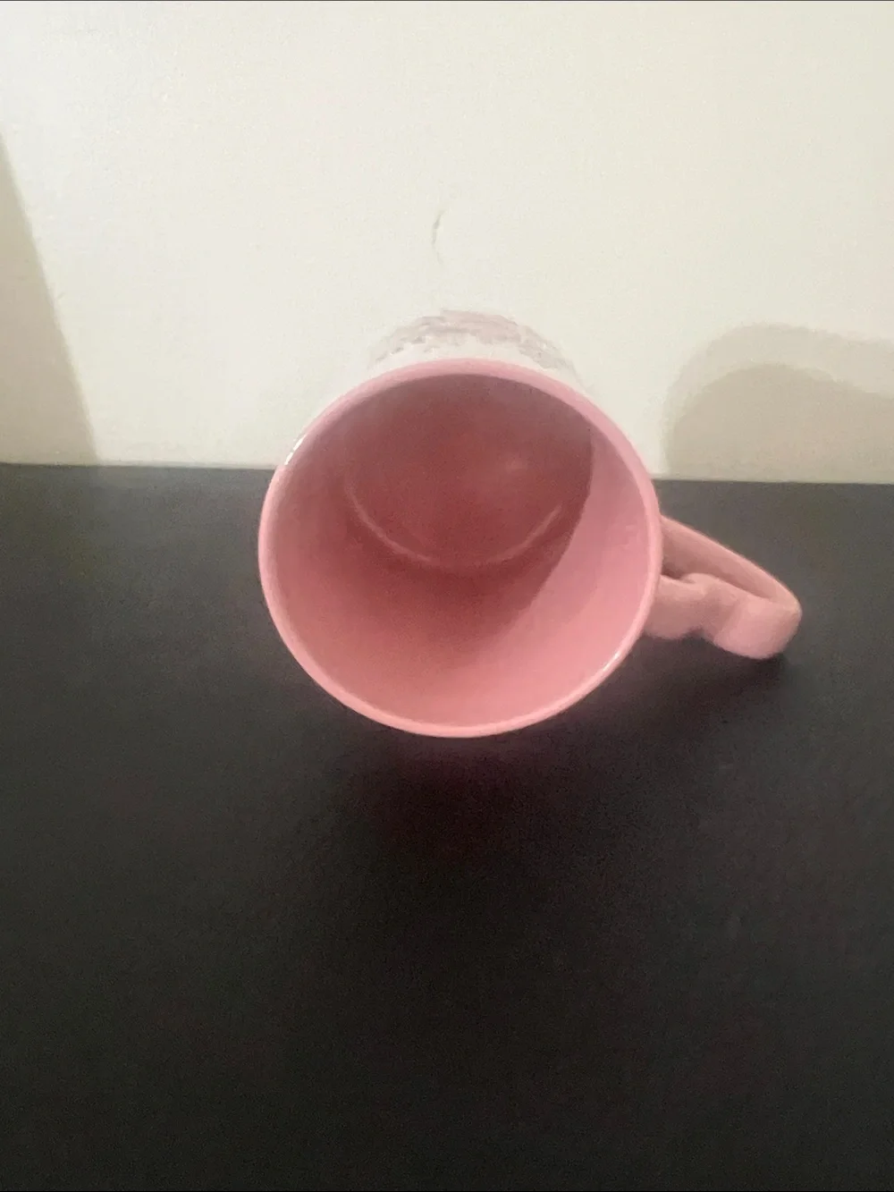 Pink Floral Ceramic Mug with Heart Handle - Elegant Gift Mug